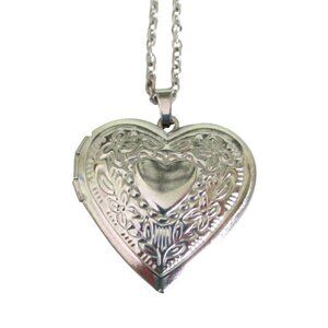New Heart Locket Pendant Necklace 20" Stainless Chain Memory Photo Jewelry Gift